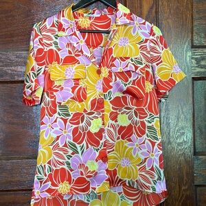 Multicolor Floral Button Blouse